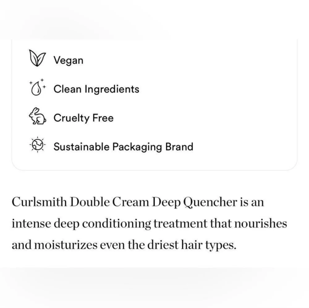 NEW! Curlsmith,  Double Cream Deep Quencher - 2fl oz/59ml - BUNDLE of 2!